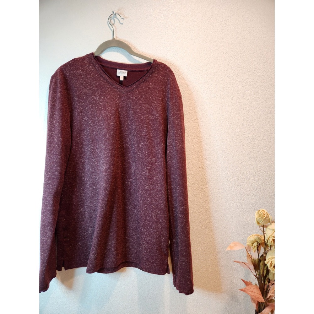 Armani Collezioni Burgundy Long Sleeve Knit Sweater Top XL